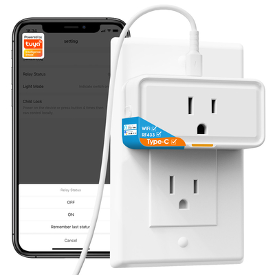 Tuya πρίζα Power Monitor Plug APP φωνή Λειτουργεί με Alexa Google Home Smart Type c WiFi RF433 πρίζα