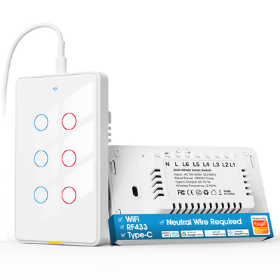 Tuya Wifi διακόπτης τύπου C Χρονολόγηση φωνητική εφαρμογή Alexa Google Home Smart Home Ασύρματο WiFi RF433 US Wall Touch Switch