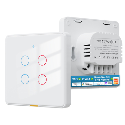 Tuya WiFi διακόπτης RF433 έλεγχο Χρονολόγηση φωνητική εφαρμογή Alexa, Google Home Smart Home No Neutral Wire WiFi EU Wall Switch