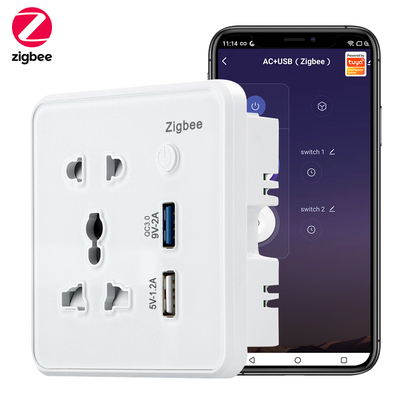 Zigbee Smart Wall Socket Tempered Glass Quick Fast Charger 3.0 Usb Χρονοδιάγραμμα φόρτισης Google Home Alexa TuyaUS ΕΕ UK Σημείο
