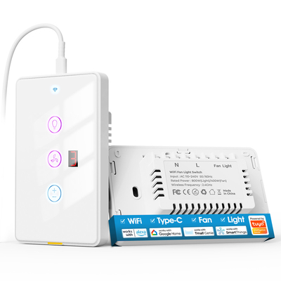 Καλή τιμή Tuya Wifi Fan Light Us Switch Τύπος C Χρονολόγηση φωνητική εφαρμογή συμβατή με την Alexa Google Home Smart Home σε απευθείας σύνδεση