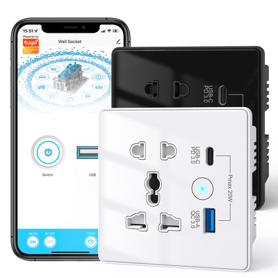 Καλή τιμή Wifi Wall Universal Socket Type C + USB Fast Charging Για τις ΗΠΑ ΕΕ Ηνωμένο Βασίλειο Plug APP Απομακρυσμένος έλεγχος Tuya Smart Home Automation σε απευθείας σύνδεση