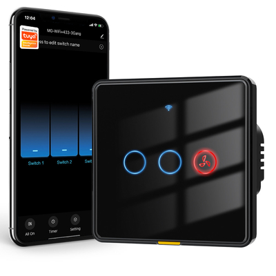 Καλή τιμή Tuya Smart WiFi RF433 Χρονοδιακόπτης για ανεμιστήρα και φωτισμό κρεμαστήρα Δεν απαιτείται ουδέτερο σύρμα, διακόπτης τοίχου φωνητικού ελέγχου σε απευθείας σύνδεση